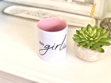 Ceramic Mug, this girl can, White and Pink Mug, Gift for Her, Encouraging Mug with Words