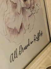 Watercolor Art Print, White Floral, Typography, Dressed in Ruffles, Poster