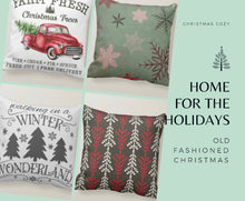Christmas Pillow, Words "Our Cheeks are Nice and Rosy" Christmas Song, Sleigh Ride, Two Pillows in One, White, Red Gingham, Farmhouse Decor