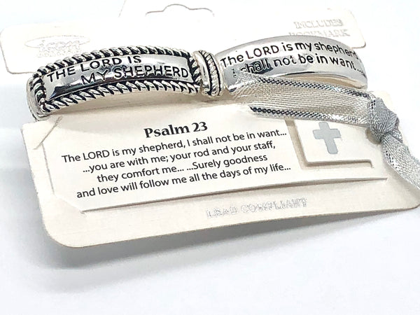 Engraved, 23rd Psalm Silver Stretch Bracelet, Faith Jewelry, Bible Verse Bracelet