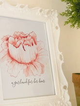 Floral Print, Watercolor,  Peach Flower, Garland for Her Hair, Poster, Print, Farmhouse Floral, Cottage Floral, Typography Print