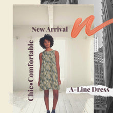 A-Line Dress, Dragon Scale Pattern, Tan, Grey, Brown, Women Dress, Neutral Colors, Flatters All Figures, Womens Dress, Flowy Style