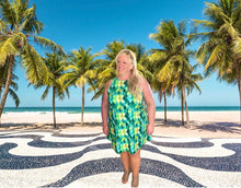 A-Line Dress, Green Watercolor, Dragon Scale Pattern, Sleeveless, Flattering on Any Figure