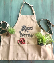 Funny Garden Apron "Weed Warrior" Three Pocket Garden Apron, Gardening Gift, Gift for Gardener, Dandelion, Funny Saying, Spring Garden Apron