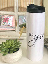 Thermal Tumbler "this girl can" 12oz, Stainless Steel, Flip Top, Blush Pearl Design, Gift for Her, Travel Tumbler, Office Tumbler, Drinkware