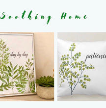 White Throw Pillow, Day By Day, Green Fern, Patience