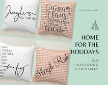 Christmas Pillow, Words "Our Cheeks are Nice and Rosy" Christmas Song, Sleigh Ride, Two Pillows in One, White, Red Gingham, Farmhouse Decor