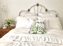 White Throw Pillow, Day By Day, Green Fern, Patience