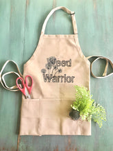 Funny Garden Apron "Weed Warrior" Three Pocket Garden Apron, Gardening Gift, Gift for Gardener, Dandelion, Funny Saying, Spring Garden Apron