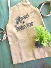 Funny Garden Apron "Weed Warrior" Three Pocket Garden Apron, Gardening Gift, Gift for Gardener, Dandelion, Funny Saying, Spring Garden Apron