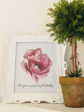 Art Print Floral Watercolor Burgundy Floral, Typography, Butterfly, Poster