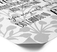 Bloom Anyway Quote Grey & White Typography Print