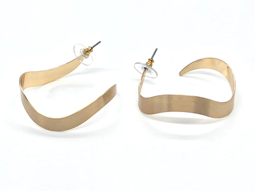 Gold, Organic Shape, Earrings