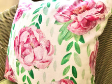 Pink Peony Pillow, Watercolor Floral, Cottage Peony