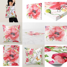 Watercolor, Red Poppy, Floral, Poppy Garden, Throw Pillow