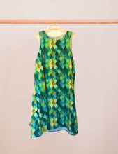 A-Line Dress, Green Watercolor, Dragon Scale Pattern, Sleeveless, Flattering on Any Figure