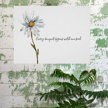 Daisy Wall Art, Print, Watercolor, "Every Bouquet Begins with One Seed" Floral Poster