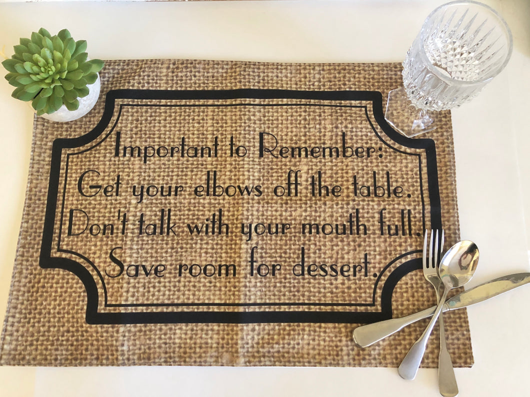 Funny Thanksgiving Placemat with Words, 