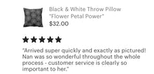 Floral Pillow, Black and White Petals, Abstract