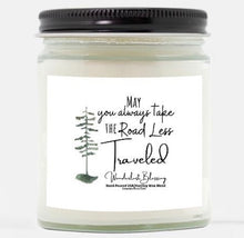 Message Candle, The Road Less Traveled, Candle (Hand Poured 9 oz.), Wanderlust Scent, Quote Candle, Congratulations Gift