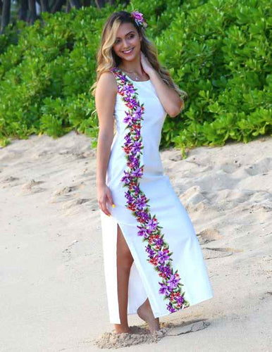 Maxi Wedding Hawaiian Dress Side Design Manele
