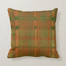 Tartan Plaid Pillow, Orange, Green, Tartain Plaid, Accent Pillow, Earth Tones, Living Room Refresh, Fall Pillow